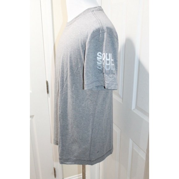 Lululemon x Soul Cycle Mens Short Sleeve Shirt Gray Grey Spin Run Size XL - Picture 2 of 4